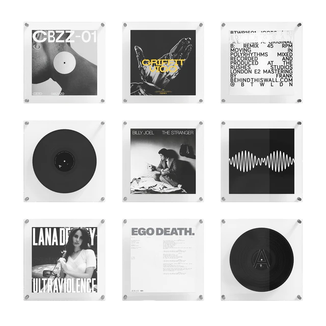 Vinyl records in glass frames Black — Скачать