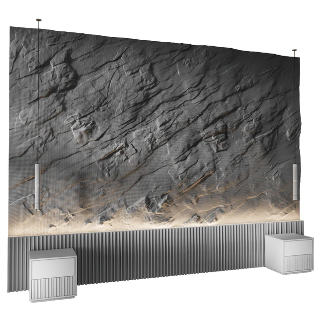 Rock headboard, изголовье кровати, каменные панели — Скачать