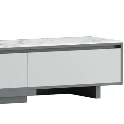 Fero Modern Black Extendable Stone & Wood TV Stand — Ver 3