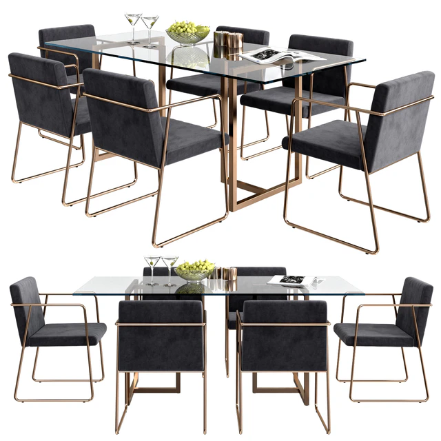 CB2 rouka chair & rectangular dining table — Скачать