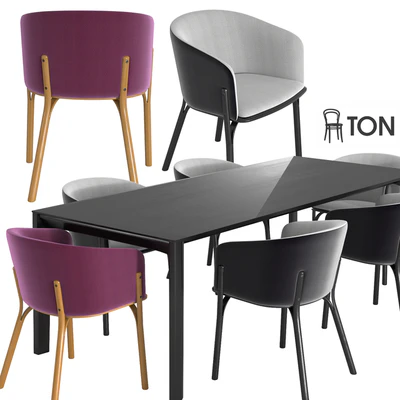Ton armchair split, table trapez — Вид 1