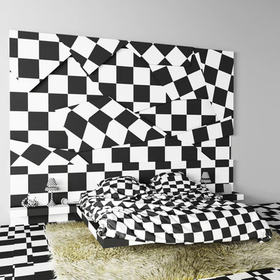 Bed with 3D panel — Ver 2