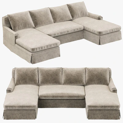 Restoration Hardware Belgian Classic Roll Arm Slipcovered U-Chaise sectional — Вид 1