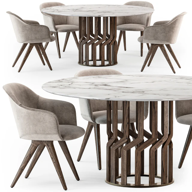 Potocco Intreccio table Lyz wood armchair — Descargar