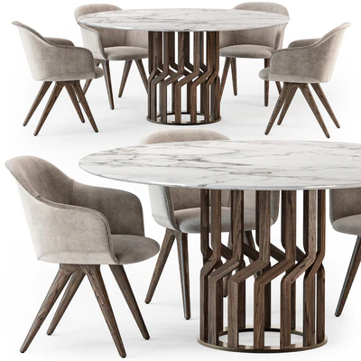 Potocco Intreccio table Lyz wood armchair — Ver 1