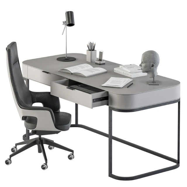 Gray and Black Writing Desk - Office Set 180 — Descargar