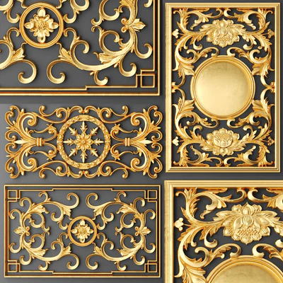 Set, Lattices, Classics, Stucco molding, Rosette, luxury, gold decor, carving, molding, stucco, ceiling, classical — скачать