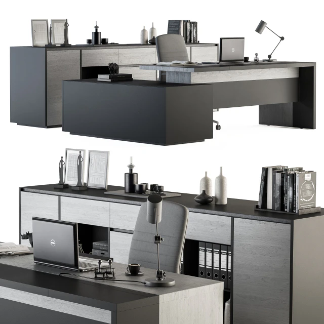 Boss Desk Gray Wood and Black - Office Furniture 248 — Descargar