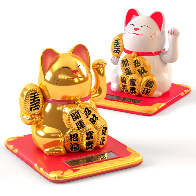 Maneki Neko Cat White and Gold — Скачать
