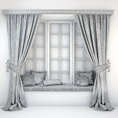 Soft quilted sill with cushions and curtains — Ver 3