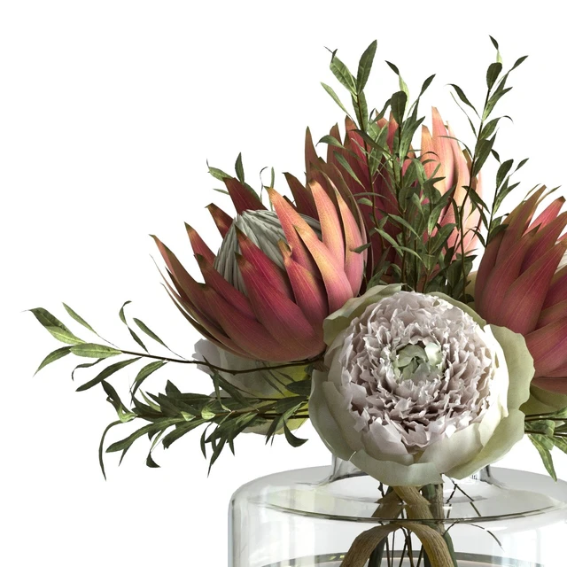 Bouquet with peonies and proteas — Descargar
