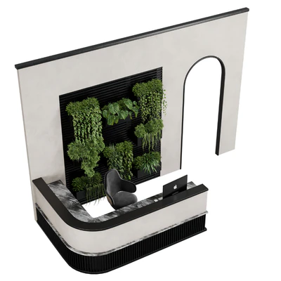 Reception Desk and Wall plant - office furniture 10 — Ver 4