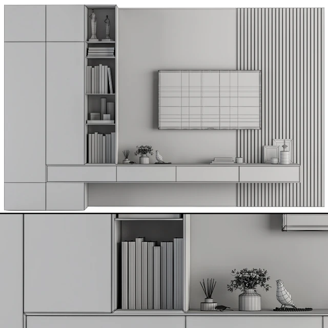 TV Wall Wood and Concrete - Set 26 — Descargar
