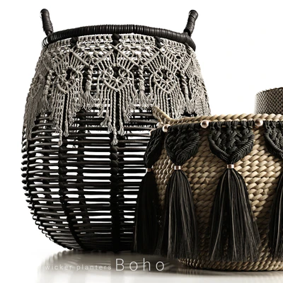 Boho wicker planters — Ver 5
