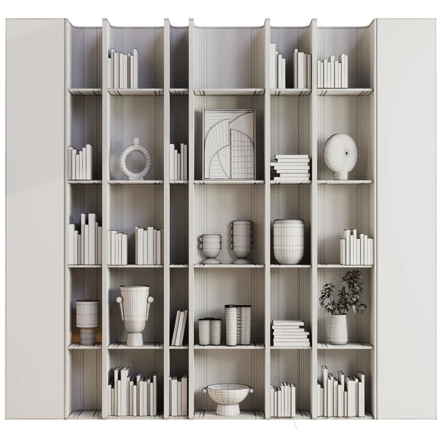 wooden Shelves Decorative With Plants and Book - Wooden Rack 08 — Descargar