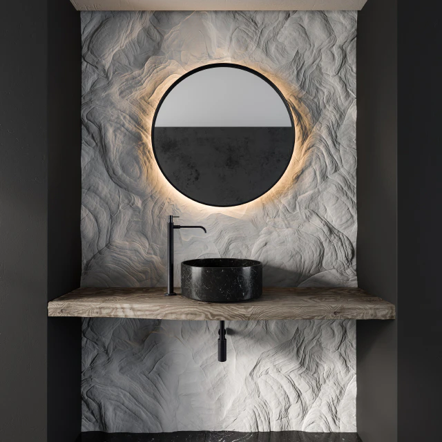 Bathroom Furniture Gray Rock Wall — Descargar