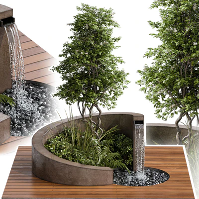 Landscape Furniture with Fountain - Architect Element 08 — View 1