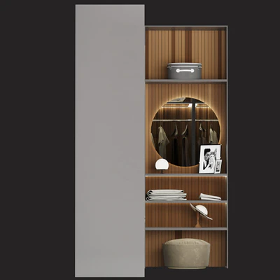 Brown Wardrobe Walk-in Closet Black Glass Door Simple and Luxury — Ver 7