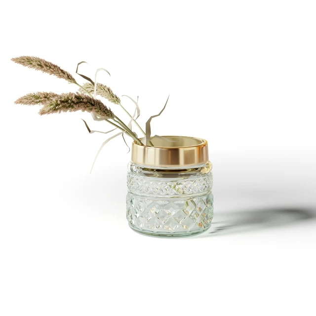 Set of 5 bouquets of dried flowers in glass vases — Descargar