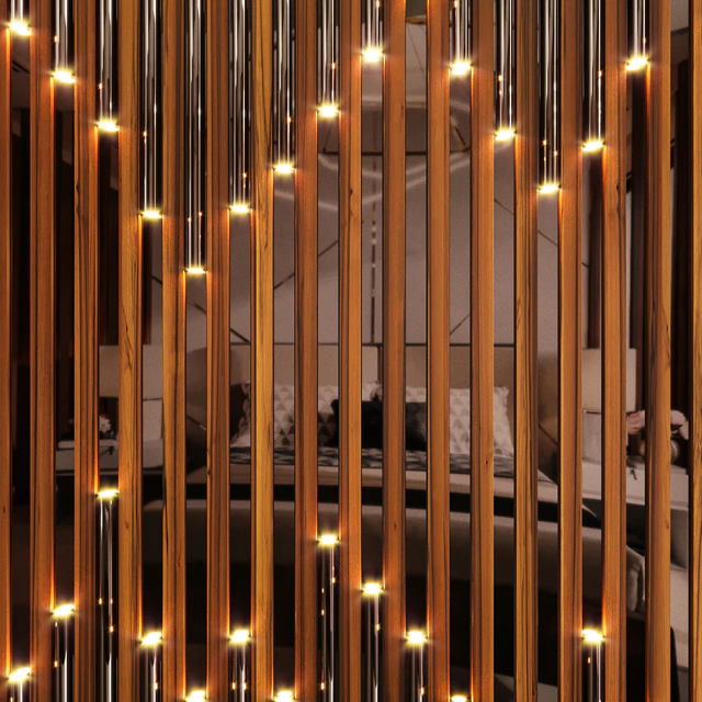 Wall panel made of wood planks, cognac mirror and polished pipes — Descargar