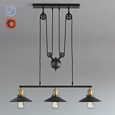 Vintage Loft Industrial LED American Country pulley pendant light — Вид 1