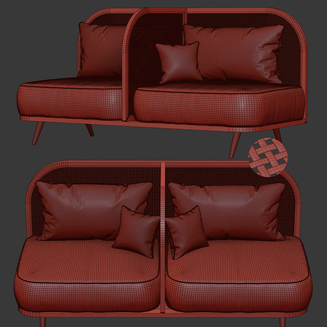 Two-seater restaurant sofa TS2 / Двухместный диван — Скачать