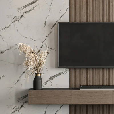 TV Wall Marble Wall and Wood - Set 41 — Ver 6