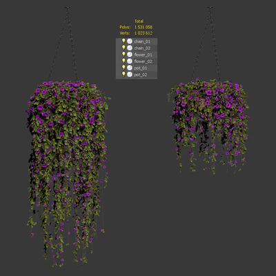 Petunia in hanging pots. 2 models — Ver 3