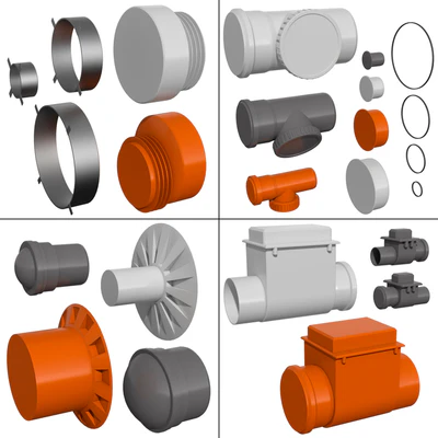 Counstraction designer water supply sewerage  pipes fittings clamps crosspieces couplings — Ver 7