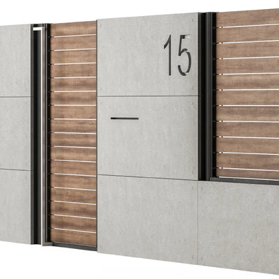 Concrete and Wood Fence Set 02 — Вид 5