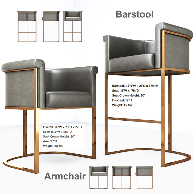 Wexler Barrelback Armchair & Barstool — Скачать