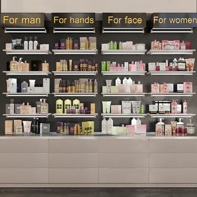Showcase in pharmacies cosmetics for care. Beauty saloon — Ver 1