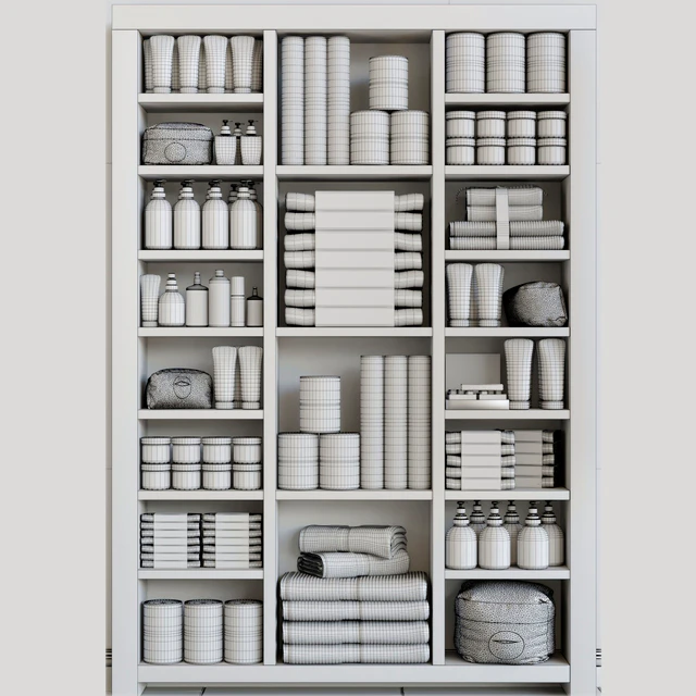 Cabinet with a collection of white cosmetics 3. Make Up and bathroom accessories — Descargar