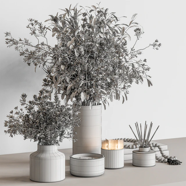 Vase and Plant Decorative Set - Set 126 — Скачать