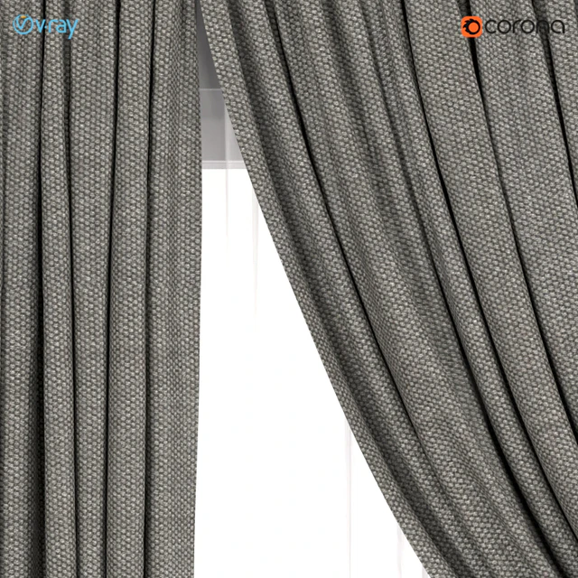 Dark curtains with a garter on the rope and tulle. — Descargar