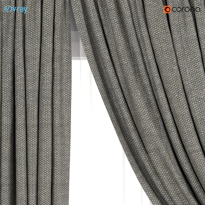 Dark curtains with a garter on the rope and tulle. — Ver 3