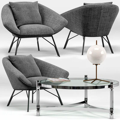 Soren Lounge Chair, Eichholtz Trento Coffee Table — Ver 1
