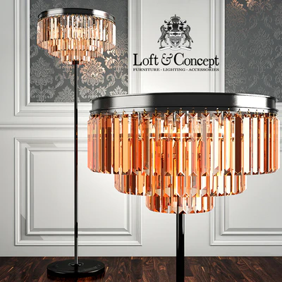 RH 1920S ODEON SMOKE GLASS FRINGE FLOR LAMPS — Ver 1