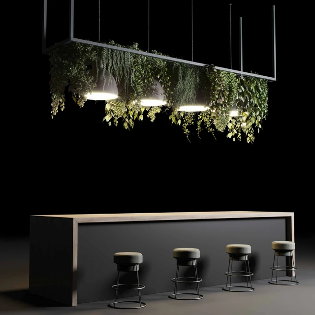 Coffee shop reception, Restaurant counter by hanging plant - 04 — Descargar