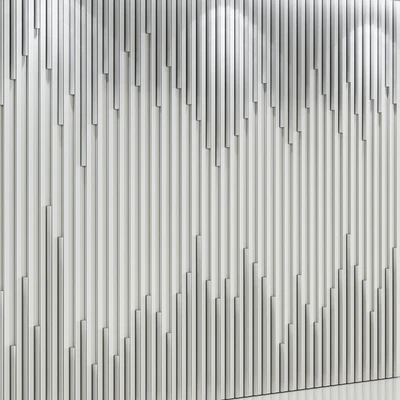 Wall panel made of wood planks, cognac mirror and polished pipes — Ver 5