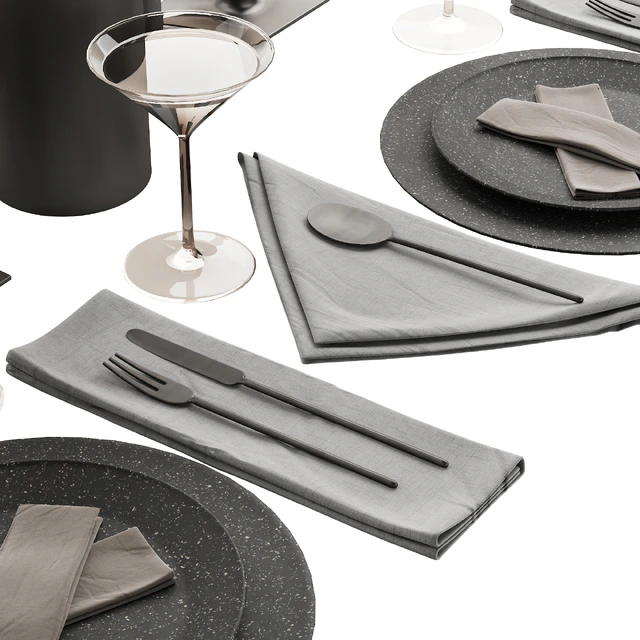 063 Tableware decor set 01 dark matte 00 — Скачать
