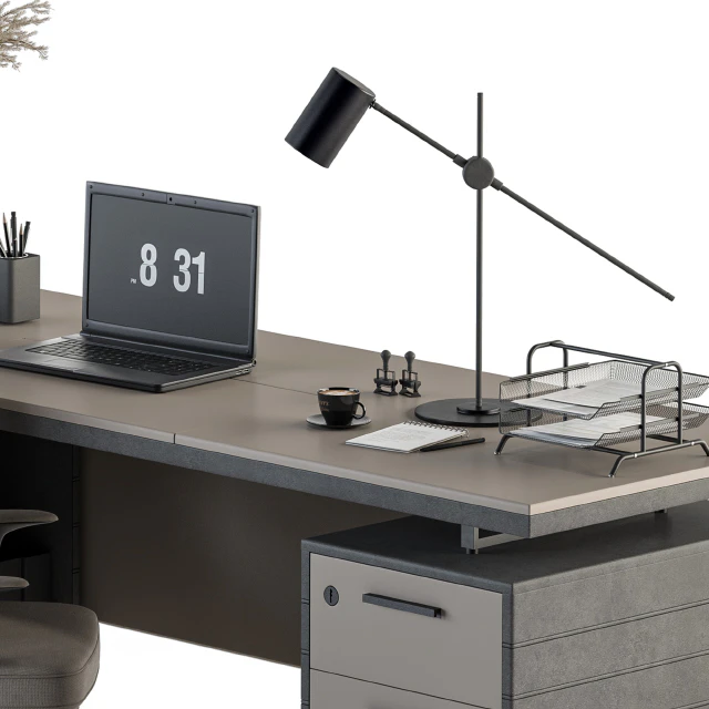 Boss Desk Cream and Black - Office Furniture 255 — Descargar