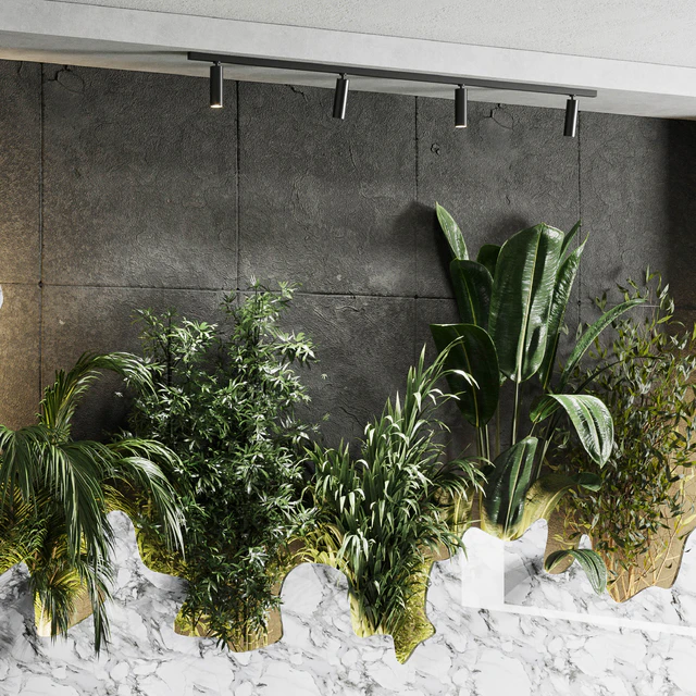 Vertical Wall Garden With concrete frame - wall decor houseplants indoor 02 — Скачать