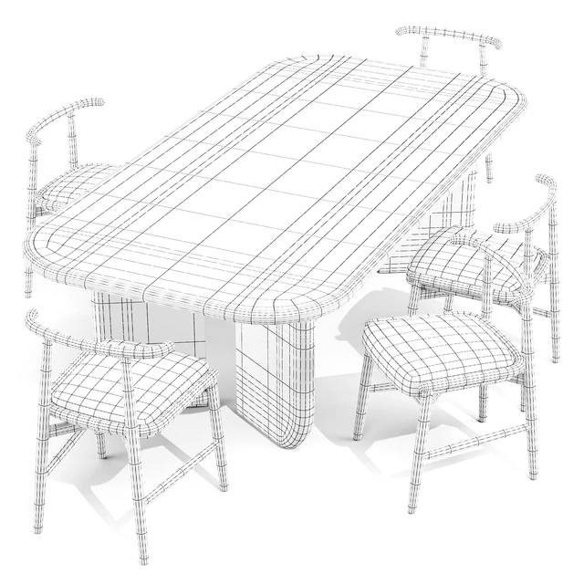 Dining Set: Meridiani (Italo Table and Emilia Chairs) — Скачать