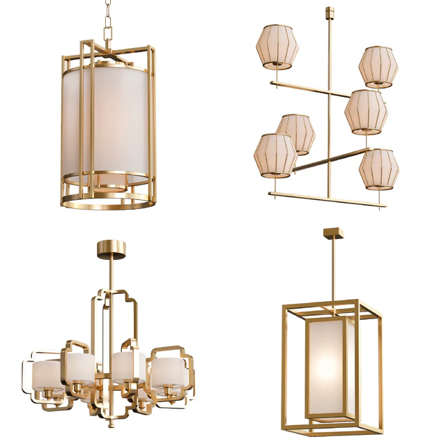 Wide Antique Brass Chandelier and pendant lamps 2 — Download
