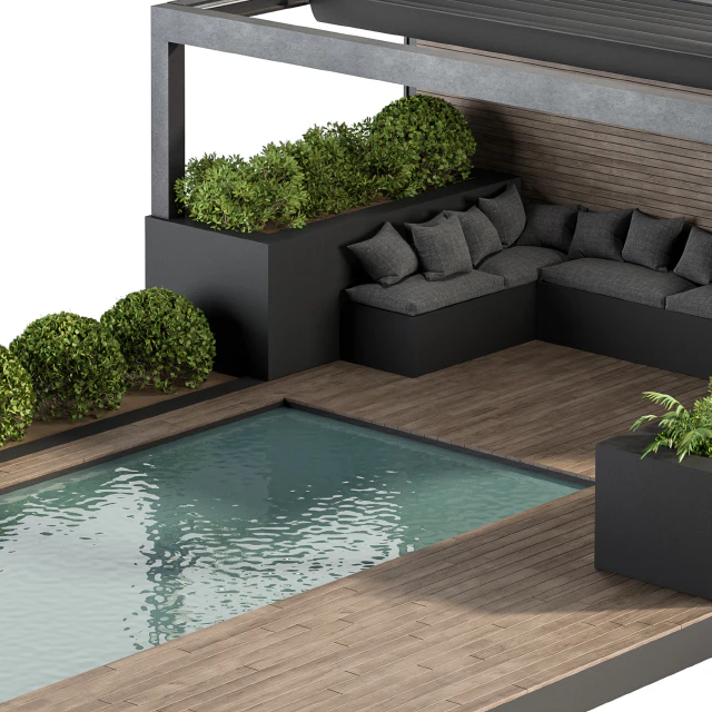 Backyard and Landscape Furniture with Pool 03 — Скачать