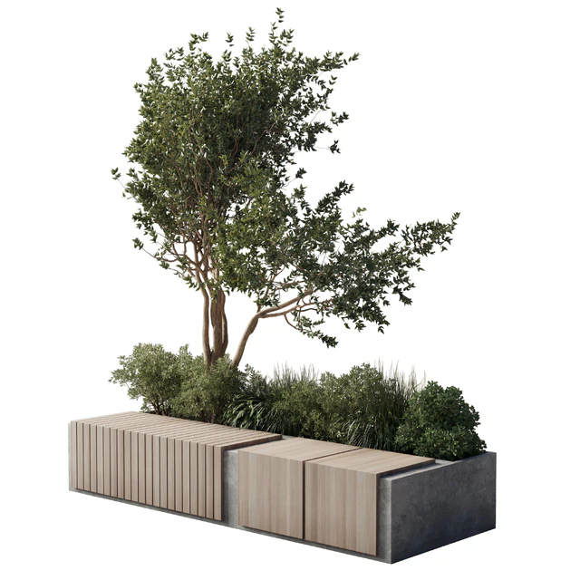 Urban Environment Urban Furniture Green Benches Plants tree grass 17 corona — Descargar