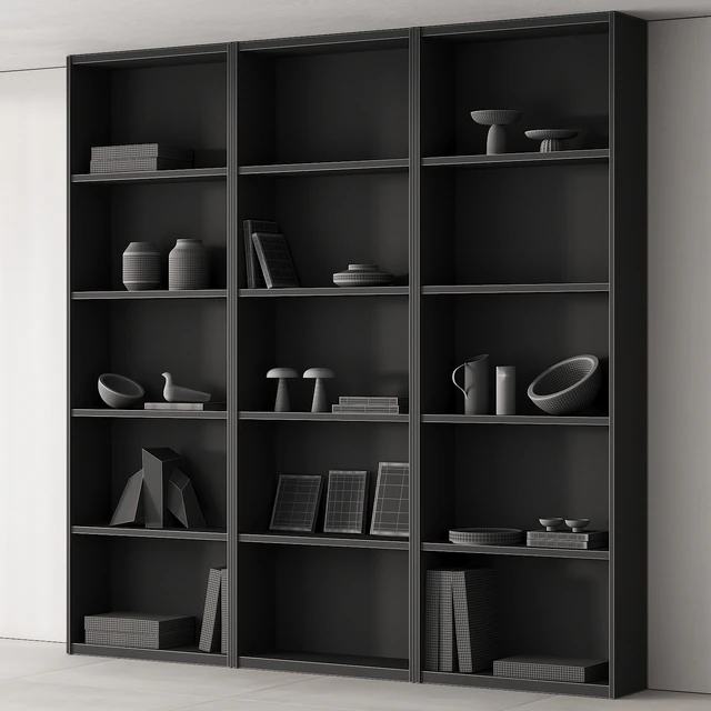203 bookcase and rack 06 minimal wood with decor 01 — Descargar