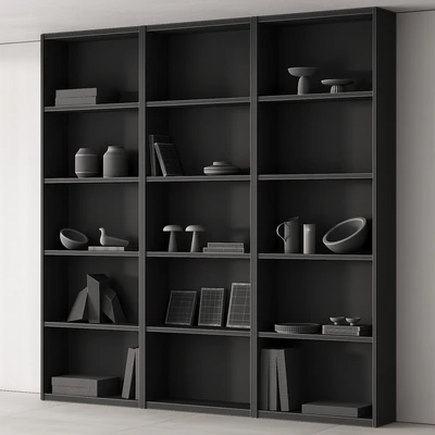 203 bookcase and rack 06 minimal wood with decor 01 — Ver 4