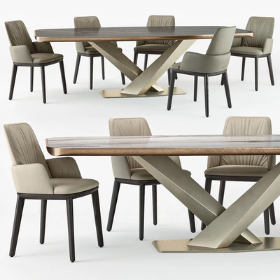 Cattelan Italia Belinda armchair Stratos table set — Ver 1